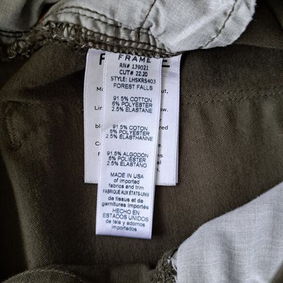 FRAME Denim Le High Skinny Jeans Size 29 Forest Falls Army Green Raw Step Hem - Picture 9 of 10